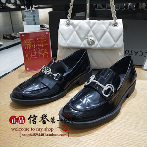 国内正品代购2021春款思加图英伦乐福鞋漆皮粗跟女单鞋9ul44/l45