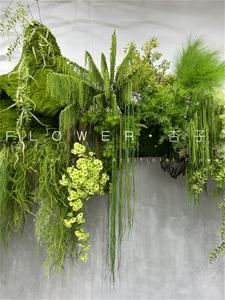 北欧森系绿色绿植仿真绿叶婚礼堂吊顶含羞草塑料假花情人草尤加利