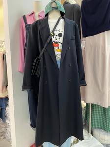 TG西装外套女2022春款韩版西服小个子双排扣长款西装外套风衣大衣