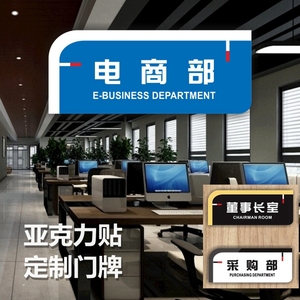 创意蓝色多款办公室房门牌定制电商部门总监室技术部服务部标志牌