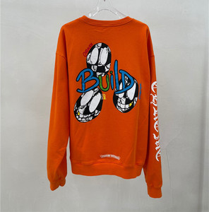 正品潮牌chrome hearts克罗心橙色卡通涂鸦休闲男女宽松圆领卫衣