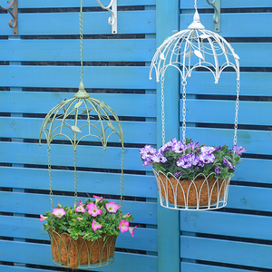欧式铁艺降落伞叶子花瓣垂吊花篮 阳台花园墙壁装饰 绿植花卉花器