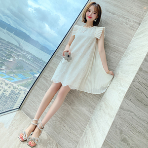 miuco凡间精灵刺绣后背百褶减龄连衣裙女夏【现货】