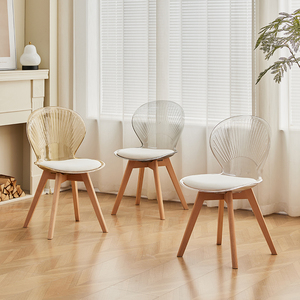 北欧塑料椅子家用餐椅加厚靠背书桌凳子透明伊姆斯休闲实木洽谈椅