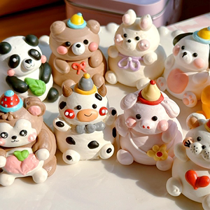 六一儿童节蛋糕装饰马林糖3D立体蛋白糖饼干卡通动物糖霜裱花甜品