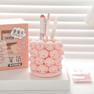 可爱diy超轻粘土 学生手工黏土套装猪猪叠叠乐笔筒手工文具摆件