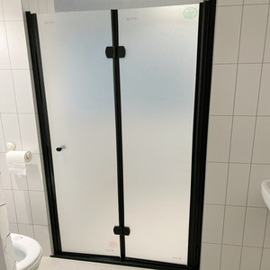 定制黑色淋浴房小浴室玻璃折叠门卫浴房一字型干湿分离隔断洗澡房