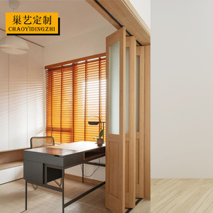 现代简约阳台门洗手间厨房卧室隔断屏风推拉门实木玻璃折叠门定制