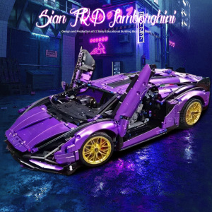 兼容乐高积木紫色兰博基尼7901p限量紫牛机械拼装模型儿童益智moc