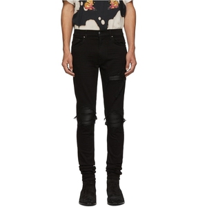 amiri 刀割大破洞拼皮水洗做旧slp修身高街补丁小脚男牛仔裤 长裤