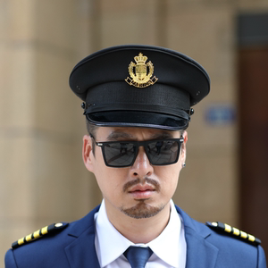 高品质军帽香港式大盖帽形象岗保安新式机长大檐帽物业售楼部帽子