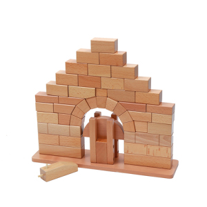 虎天天蒙氏正品蒙特梭利早教玩具榉木原木积木 蒙氏教具罗马拱桥