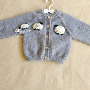 粗棒针手编宝宝毛衫绒毛线松鼠绒毛衣视频宽松儿童开衫编织材料包