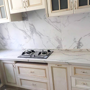 【青岛石材联盟】定制鱼肚白石英石岩板橱柜吧台洗手盆导台餐桌