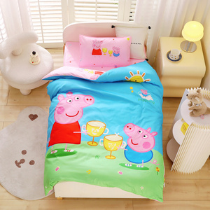 小猪佩奇幼儿园被子三件套儿童午睡被褥六件纯棉宝宝入园专用床品