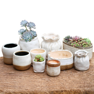 minipot园艺多肉植物有空花盆冰裂陶瓷色釉复古简约个性肉肉粗陶