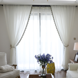 简约现代 唯美纯色白纱 飘窗客厅纱帘窗纱窗帘布料成品定制