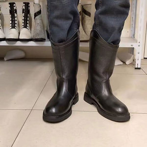 2021冬季加绒男靴头层牛皮男士中筒靴户外鞋马靴骑士靴马丁靴子