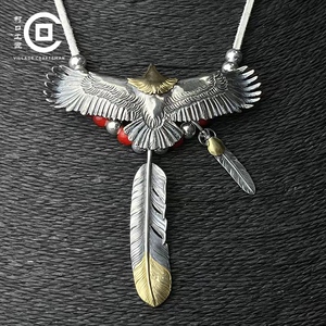 高桥吾郎金头大鹰羽毛皮绳项链goros先金上金羽毛鹰搭配