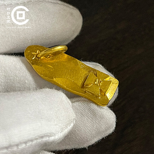 村口工匠手工高山隆金饼吊坠小饼24k金随形饼十字架金条饼项坠环