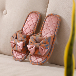 软底布艺拖鞋女士开口拖鞋男士情侣拖鞋四季秋季拖鞋温馨居家款