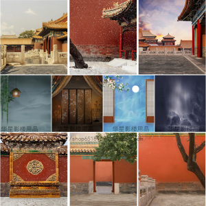 汉服古风摄影背景纸  宫墙 故宫拍照背景布 影楼儿童清朝格格背景