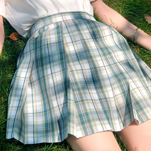青箬高腰格子jk制服裙兔吉舍半身百褶裙柠檬啵啵茶明日高校啦啦酱