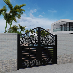 定制别墅大门铁艺庭院门花园小铁门简约单双开对开门农村入户门