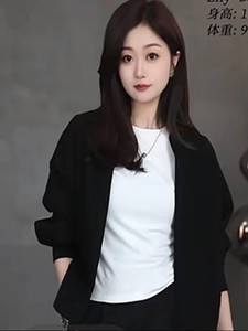 韩版空气棉落肩黑色外套女春季新款小个子休闲简约卫衣蝙蝠袖上衣