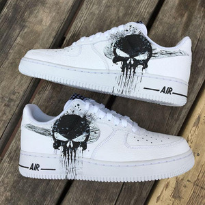 diy空军一号手绘定制球鞋af1惩罚者骷髅头彩绘aj1改色涂鸦运动鞋