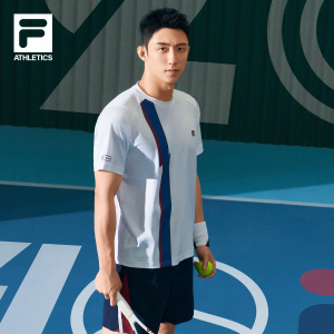 【黄景瑜同款】fila athletics斐乐男短袖t恤2021秋新款条纹上衣