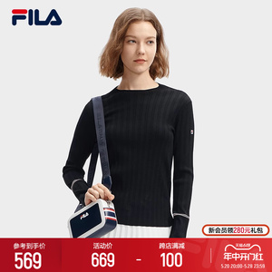 FILA 斐乐官方女子编织衫2024春新款时尚简约基础小高领内搭毛衣