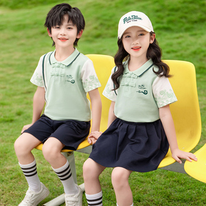 幼儿园园服夏季短袖套装小学生校服六一表演服民族新中式儿童班服