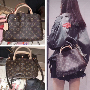 lv 女包 montaigne bb 老花蒙田包 女士手提包 单肩斜挎包 m41055