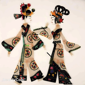 陕西皮影戏道具 才子佳人 工艺品 客厅 装饰画特大号70公分