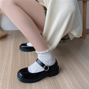日系小皮鞋女黑色中学生单鞋复古初中生校服表演鞋洛丽塔jk制服鞋