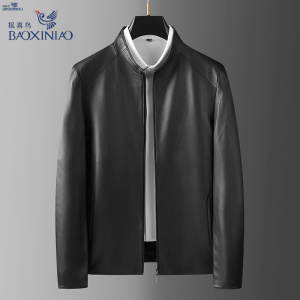 报喜鸟男装真皮皮衣夹克短款绵羊皮中青年春装新款立领外套