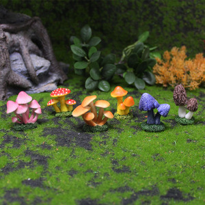 仿真蘑菇摆件苔藓微景观多肉花盆装饰品树脂工艺品DIY红蘑菇田园