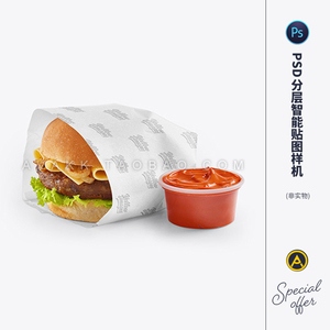 6558肯德基麦当劳品牌汉堡包包装纸展示样机设计yellowimages素材