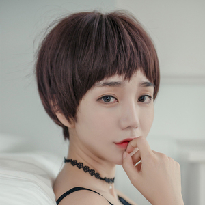 00潘伟plw淘宝假发女短发圆脸bobo头 齐耳帅气中性头套式波波头