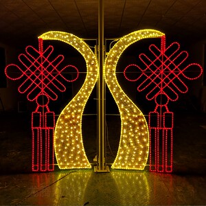 户外红色中国结路灯装饰庭院跨街景观亮化节日led过街灯