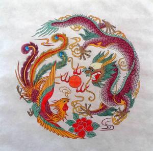 武强年画龙凤呈祥34x34cm画心纯手绘传统民间吉祥图案掌柜推荐