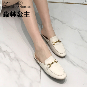 森林公主女鞋2019新半拖鞋包头凉拖无后跟懒人拖鞋外穿休闲平底鞋