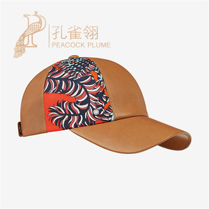 意大利正品代购 2019新款 hermes/爱马仕女士帽子 羊皮拼料棒球帽