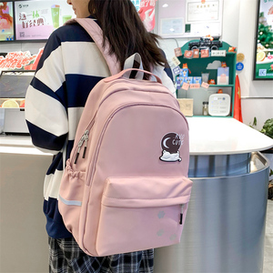 日系校园ins百搭大容量帆布书包双肩包女韩版初中高中小学生背包