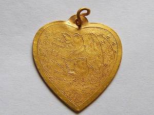 早期 恒孚 千足金 两个黄鹂鸣翠柳金锁片6.92克 少见