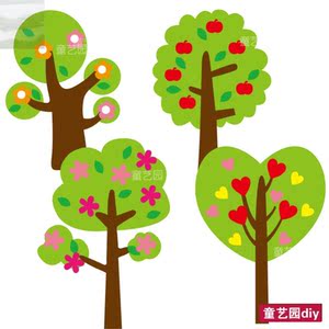 植树节diy儿童手工创意不织布贴画苹果松树益智幼儿园制作材料包