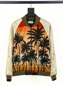 psax旗舰店天猫slp黄昏西海岸椰树落日丝绸棒球服外套女新品boy高级