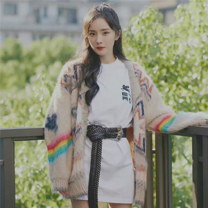 sandro moscoloni杨幂明星同款衣服毛衣外套女秋冬慵懒风针织开衫