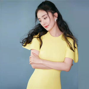 sandro moscoloni杨幂明星同款2021年春夏法式小众显瘦鱼尾连衣裙